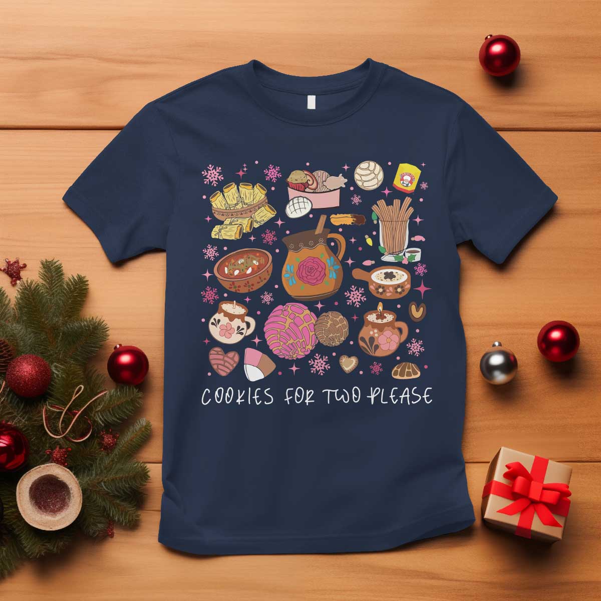Mexican Christmas Pregnancy Announcement T Shirt Cookies For Two Please Xmas Maternity Gift - African Pride