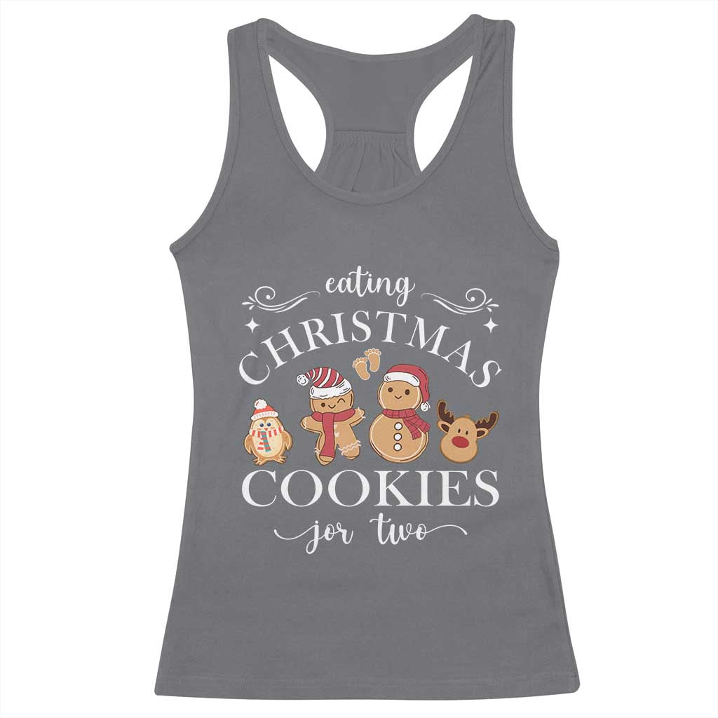 Christmas Pregnancy Announcement Racerback Tank Top Eating Xmas Cookies For Two Maternity Gift - African Pride
