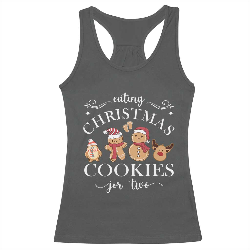 Christmas Pregnancy Announcement Racerback Tank Top Eating Xmas Cookies For Two Maternity Gift - African Pride