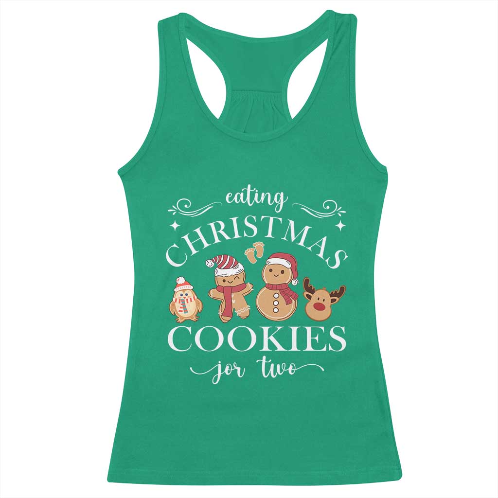 Christmas Pregnancy Announcement Racerback Tank Top Eating Xmas Cookies For Two Maternity Gift - African Pride