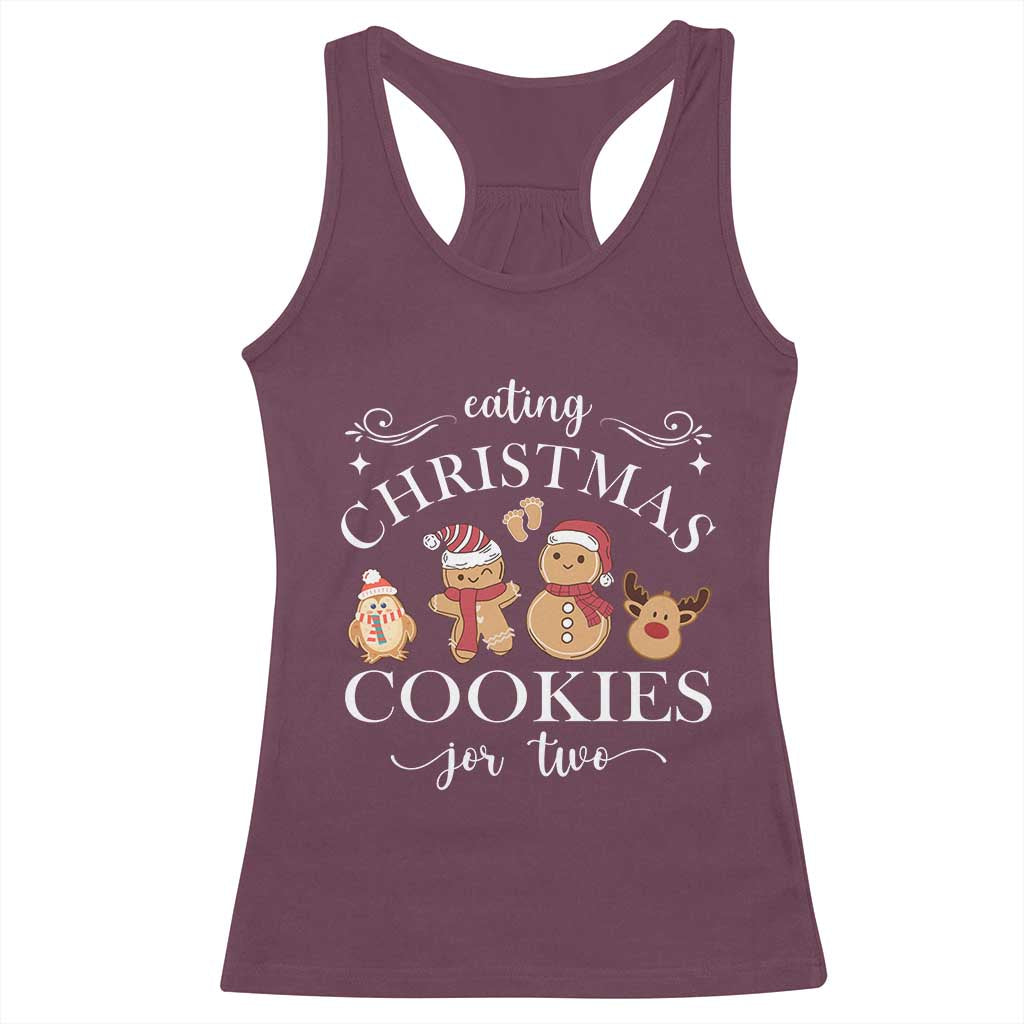 Christmas Pregnancy Announcement Racerback Tank Top Eating Xmas Cookies For Two Maternity Gift - African Pride