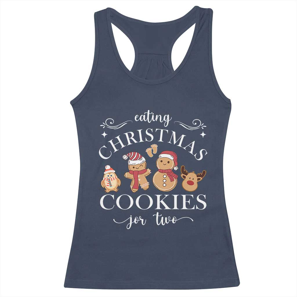 Christmas Pregnancy Announcement Racerback Tank Top Eating Xmas Cookies For Two Maternity Gift - African Pride
