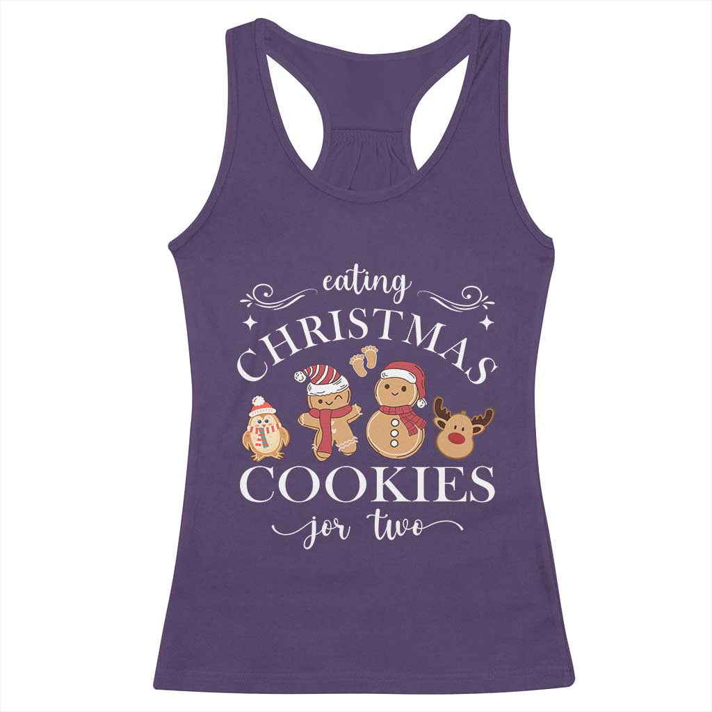 Christmas Pregnancy Announcement Racerback Tank Top Eating Xmas Cookies For Two Maternity Gift - African Pride