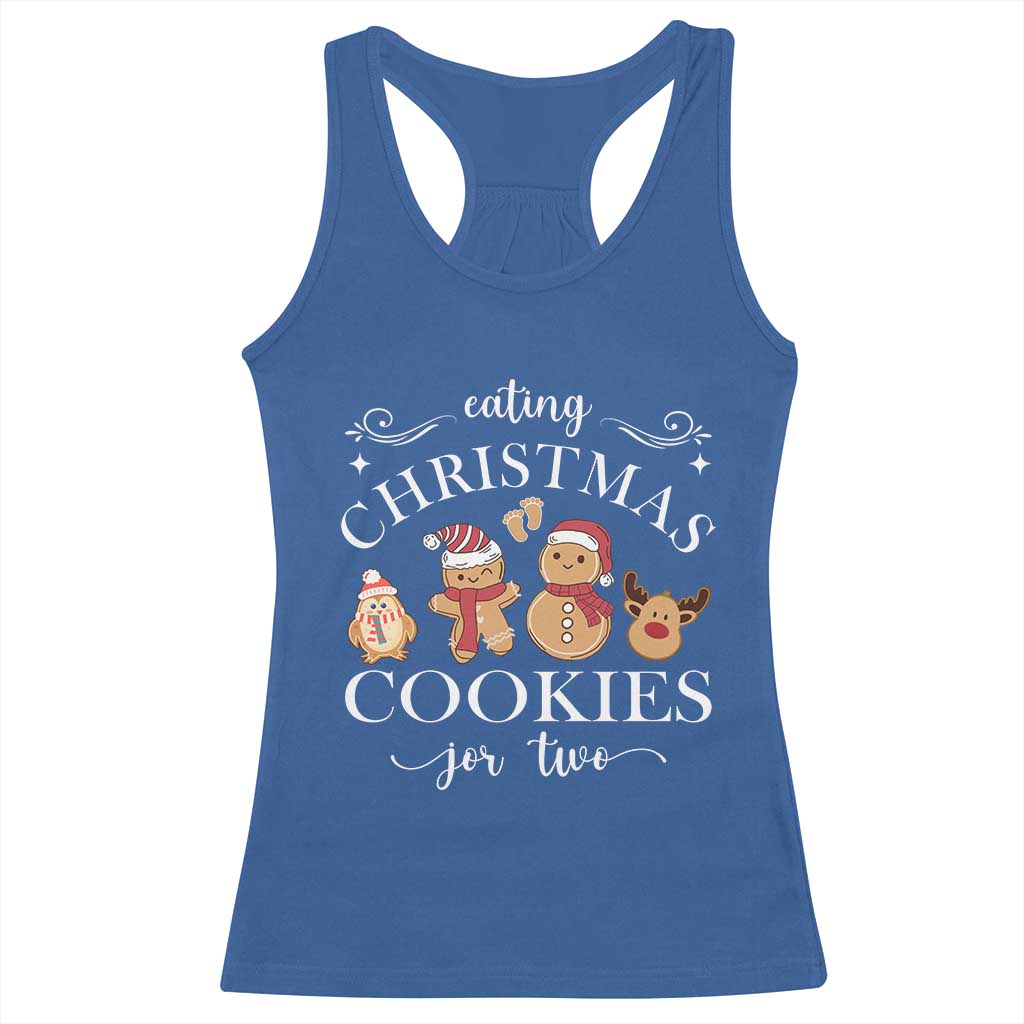 Christmas Pregnancy Announcement Racerback Tank Top Eating Xmas Cookies For Two Maternity Gift - African Pride