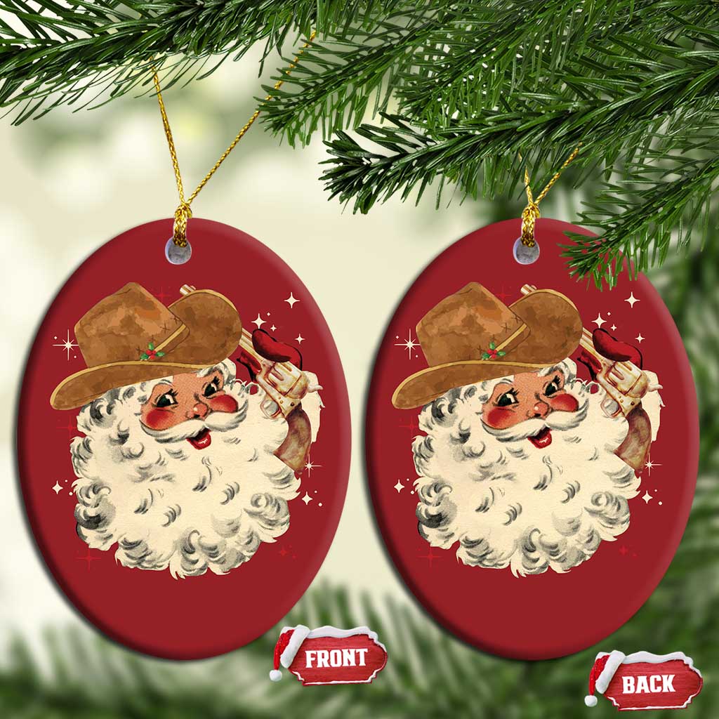 Christmas Cowboy Christmas Ornament Santa Claus Merry Xmas Vintage 90s Western Country - African Pride