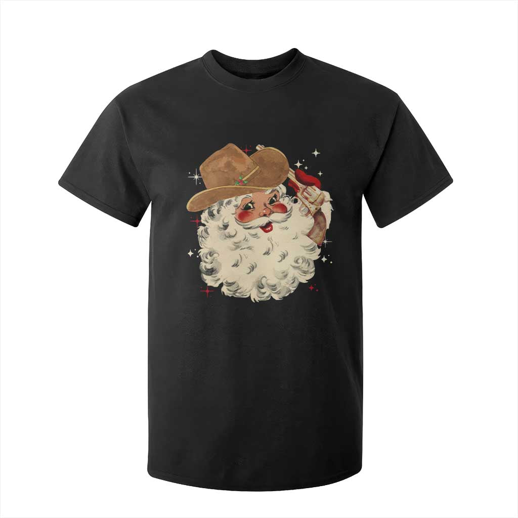 Christmas Cowboy T Shirt For Kid Santa Claus Merry Xmas Vintage 90s Western Country - African Pride