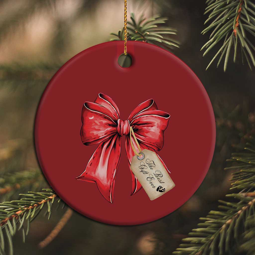 Christmas Pregnancy Announcement Christmas Ornament Coquette Bow Xmas Maternity Gift - African Pride