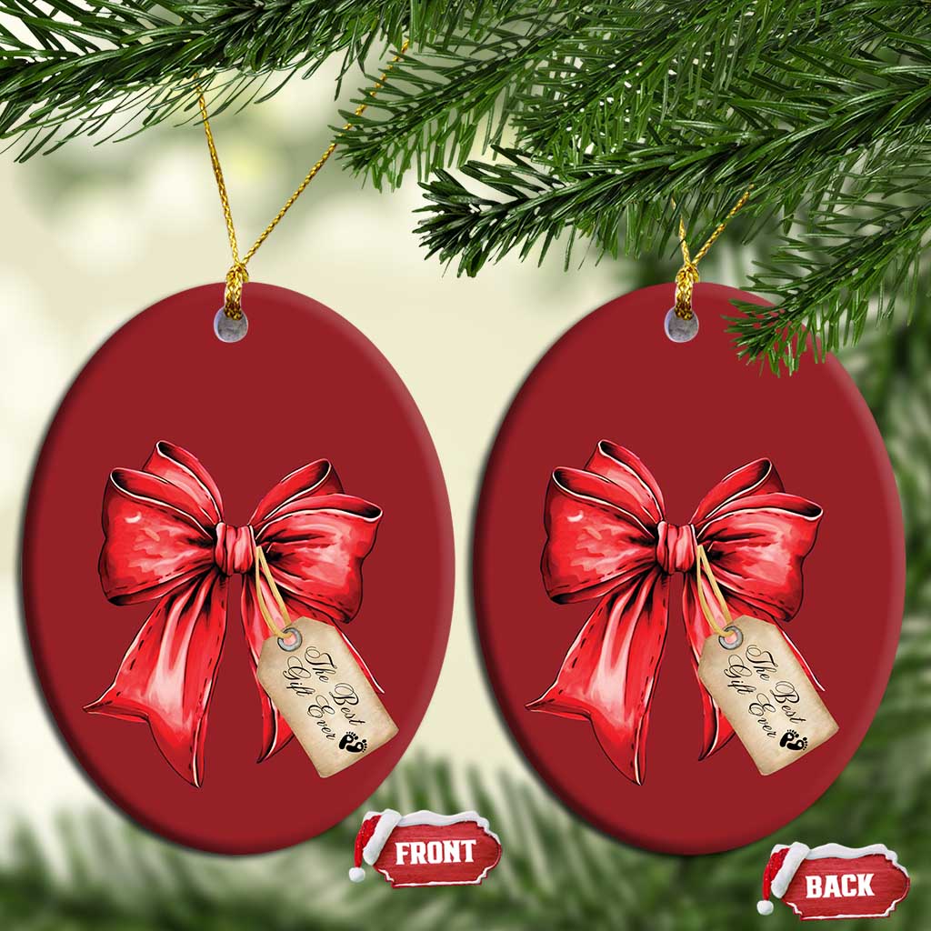 Christmas Pregnancy Announcement Christmas Ornament Coquette Bow Xmas Maternity Gift - African Pride