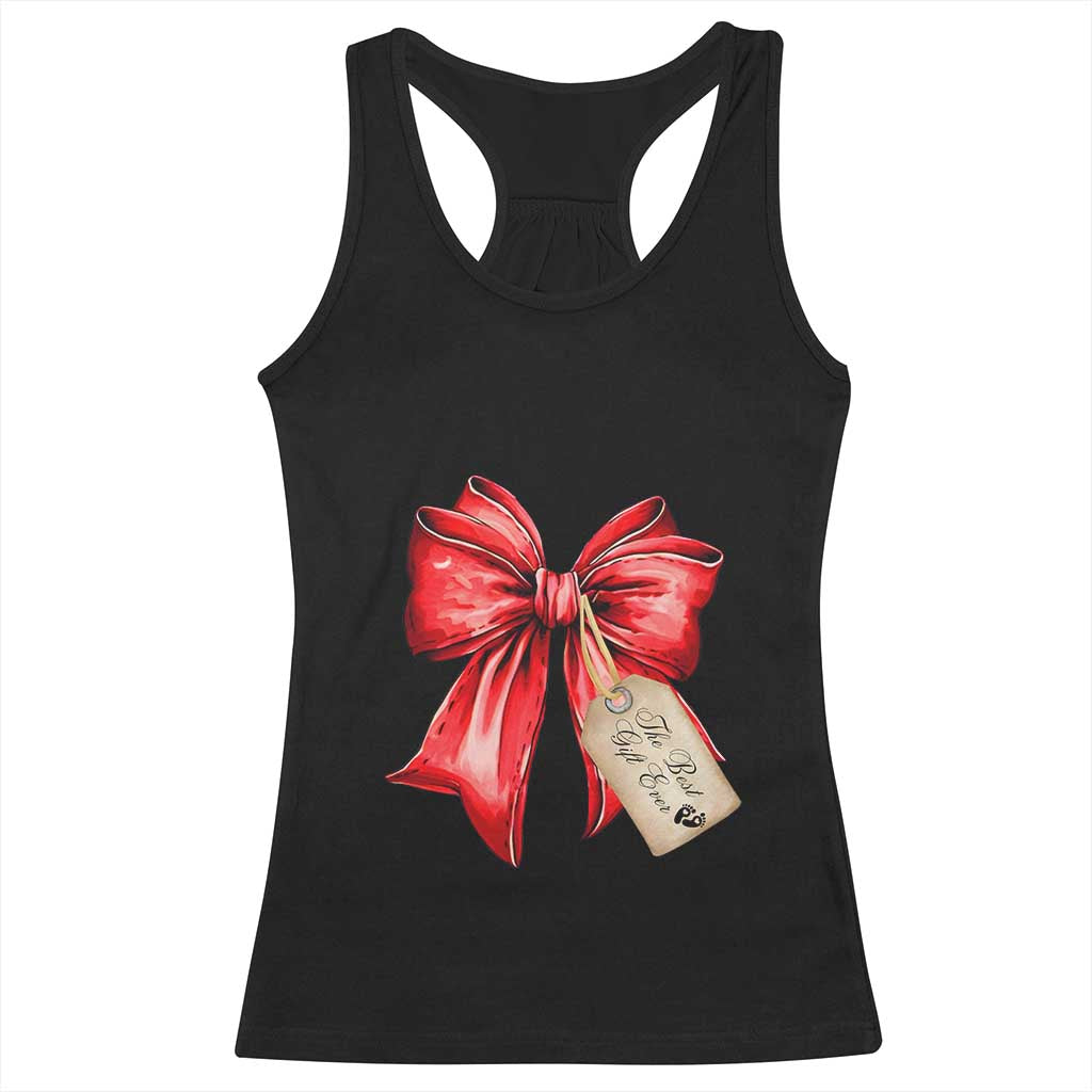 Christmas Pregnancy Announcement Racerback Tank Top Coquette Bow Xmas Maternity Gift - African Pride