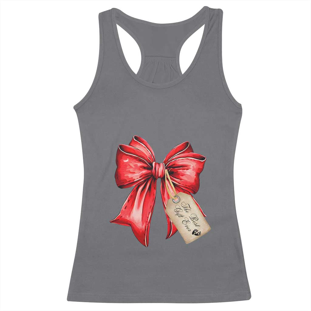 Christmas Pregnancy Announcement Racerback Tank Top Coquette Bow Xmas Maternity Gift - African Pride