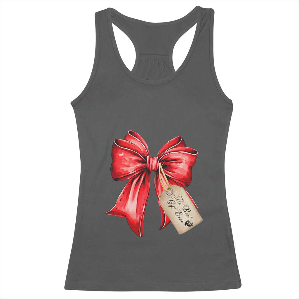 Christmas Pregnancy Announcement Racerback Tank Top Coquette Bow Xmas Maternity Gift - African Pride