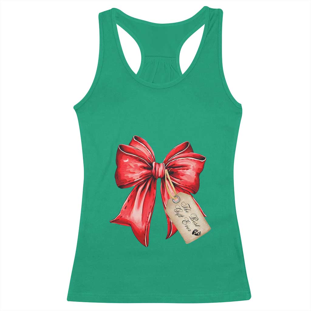 Christmas Pregnancy Announcement Racerback Tank Top Coquette Bow Xmas Maternity Gift - African Pride