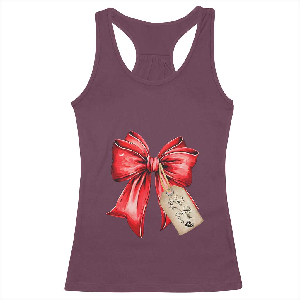 Christmas Pregnancy Announcement Racerback Tank Top Coquette Bow Xmas Maternity Gift - African Pride