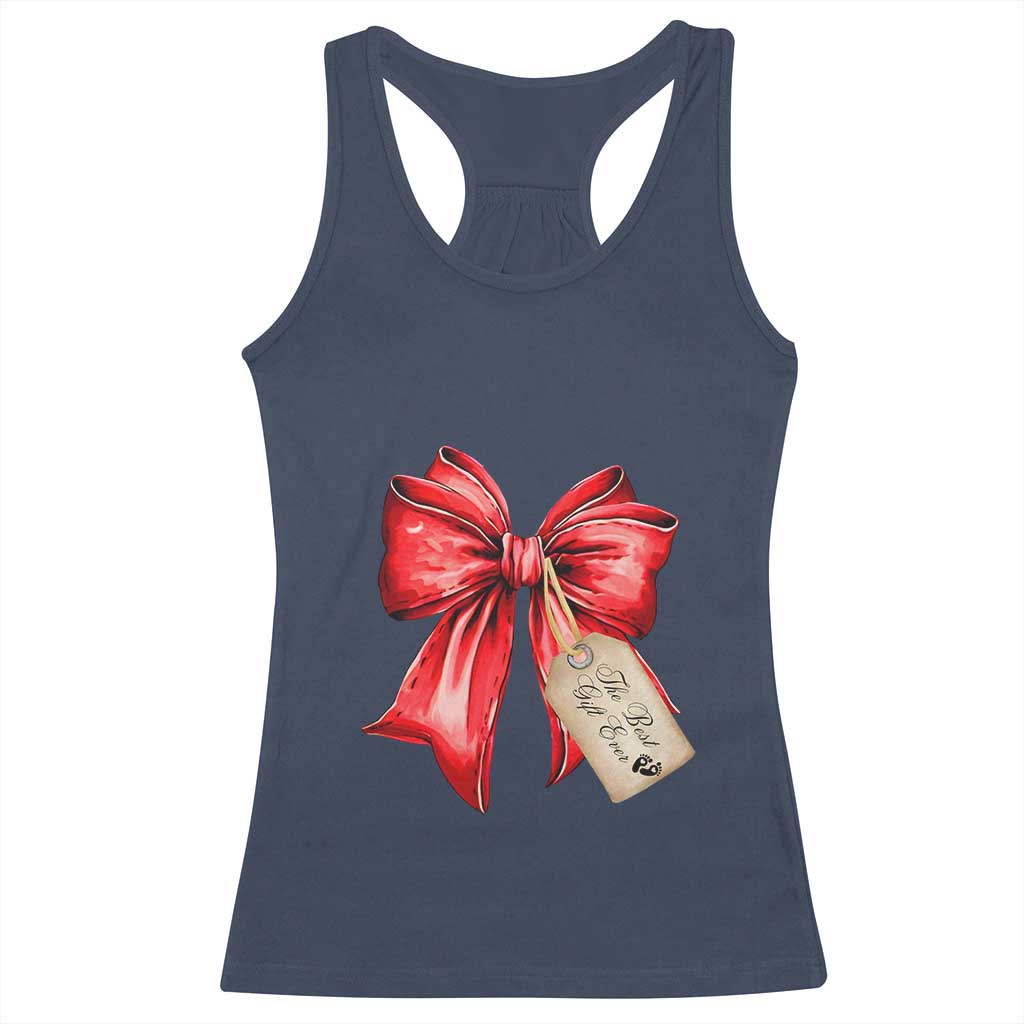 Christmas Pregnancy Announcement Racerback Tank Top Coquette Bow Xmas Maternity Gift - African Pride