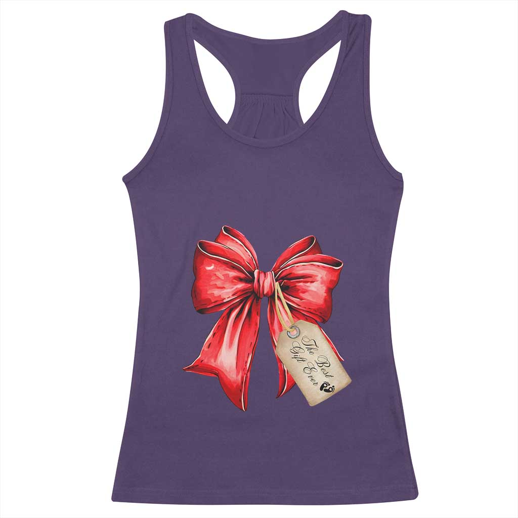 Christmas Pregnancy Announcement Racerback Tank Top Coquette Bow Xmas Maternity Gift - African Pride