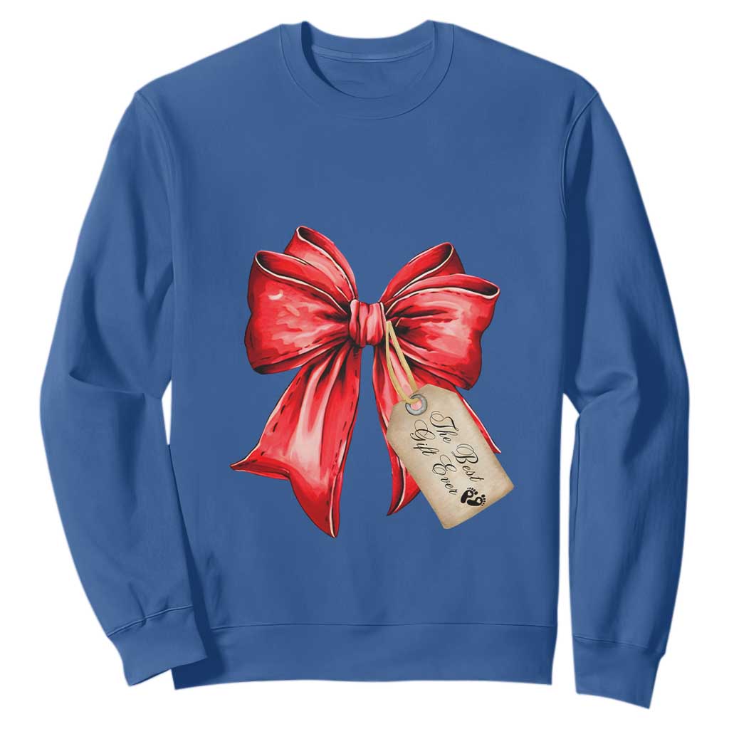 Christmas Pregnancy Announcement Sweatshirt Coquette Bow Xmas Maternity Gift - African Pride