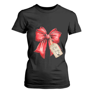 Christmas Pregnancy Announcement T Shirt For Women Coquette Bow Xmas Maternity Gift - African Pride