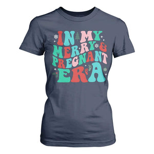 Christmas Pregnancy Announcement T Shirt For Women Merry & Pregnant Era Cute Groovy Christmas Holiday Xmas - African Pride