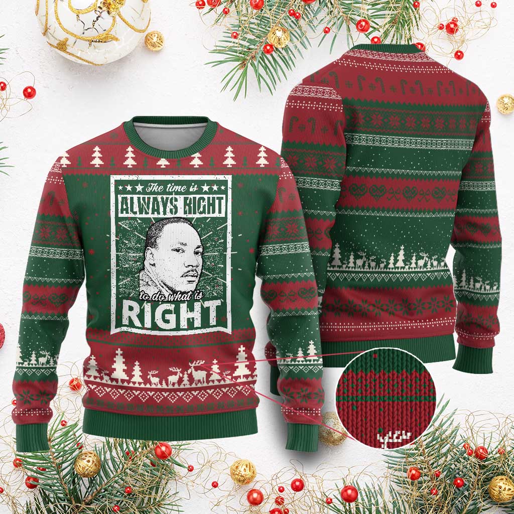 Martin Luther King Jr Knit Sweatshirt The Time Is Always Right To Do What Is Right - African Pride