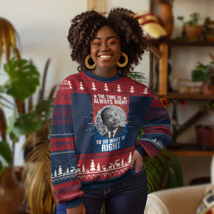 Martin Luther King Jr Knit Sweatshirt The Time Is Always Right Civil Rights Black History Month MLK Day - African Pride