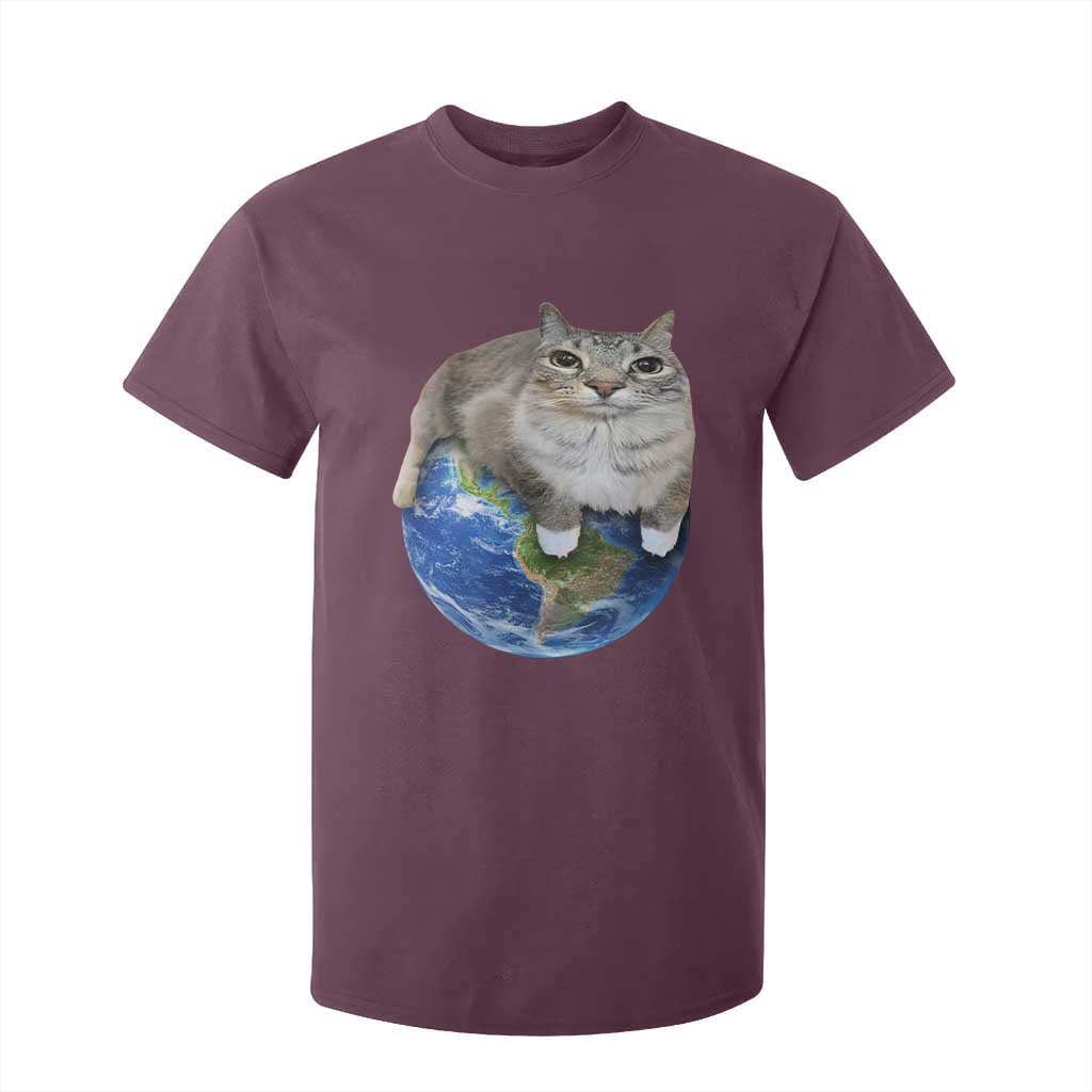 Earth Cat Silly Cat Meme T Shirt For Kid