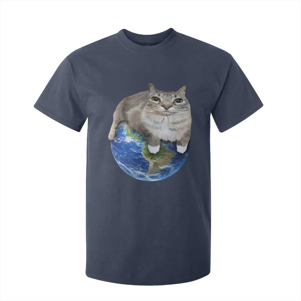 Earth Cat Silly Cat Meme T Shirt For Kid