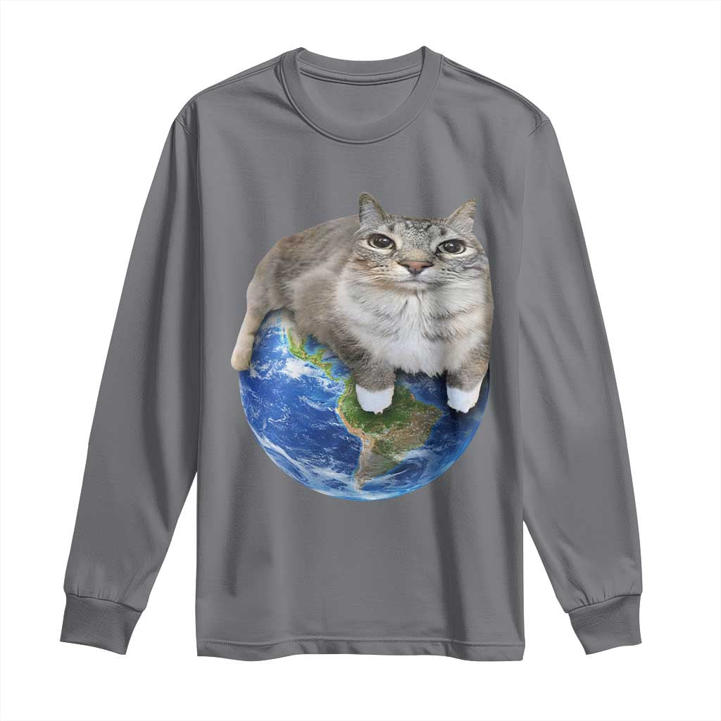Earth Cat Silly Cat Meme Long Sleeve Shirt