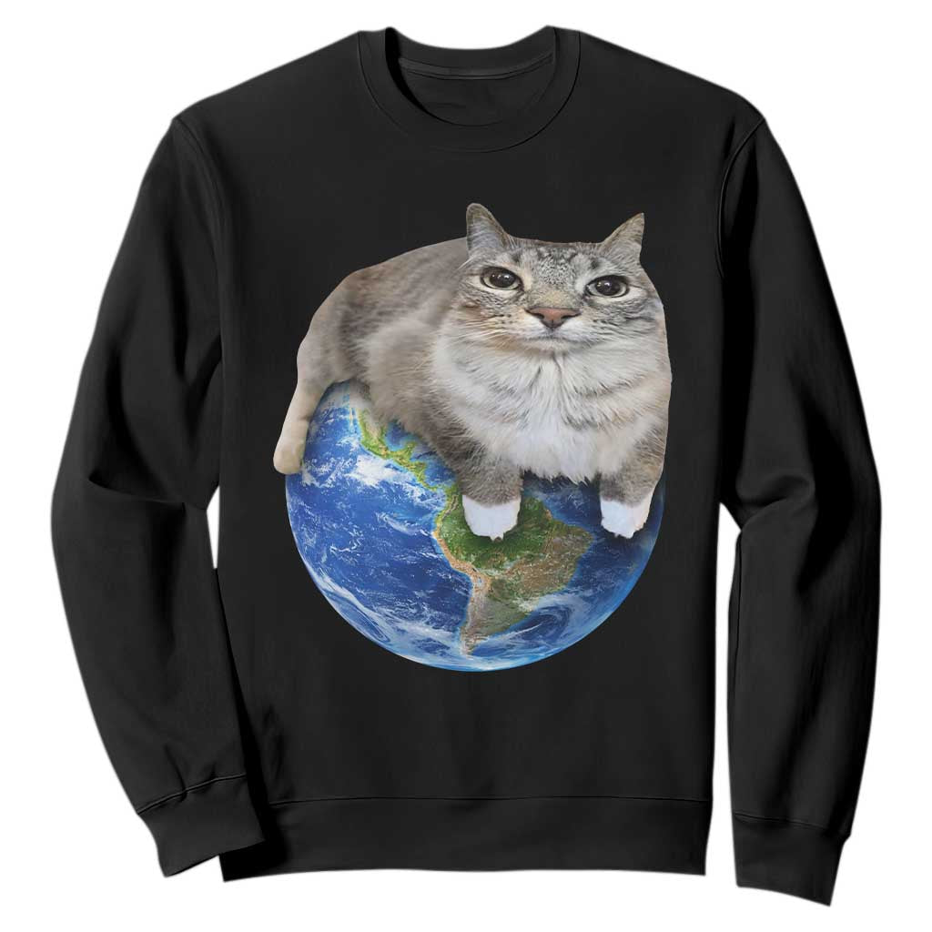 Earth Cat Silly Cat Meme Sweatshirt