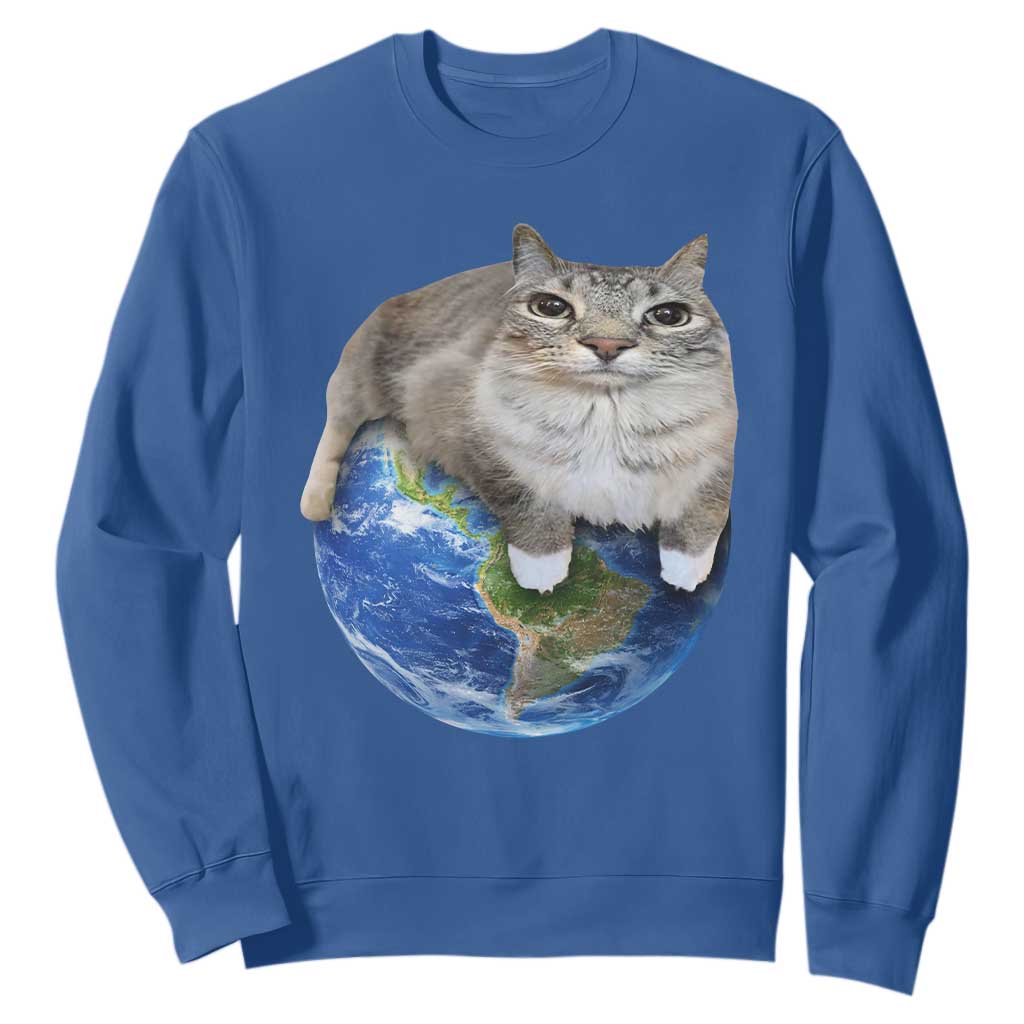 Earth Cat Silly Cat Meme Sweatshirt