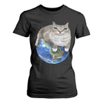 Earth Cat Silly Cat Meme T Shirt For Women