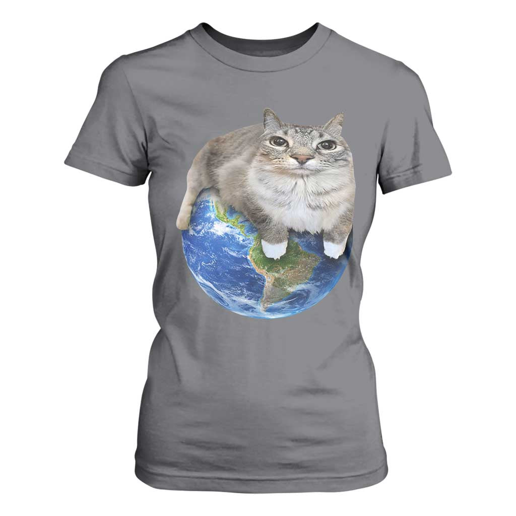 Earth Cat Silly Cat Meme T Shirt For Women