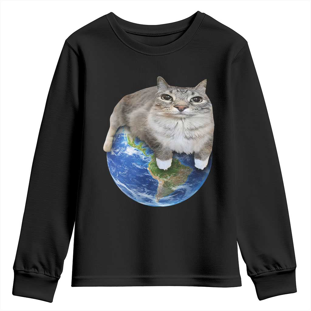 Earth Cat Silly Cat Meme Youth Sweatshirt