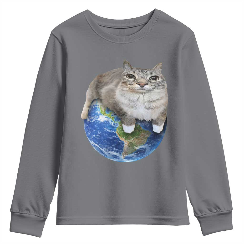 Earth Cat Silly Cat Meme Youth Sweatshirt