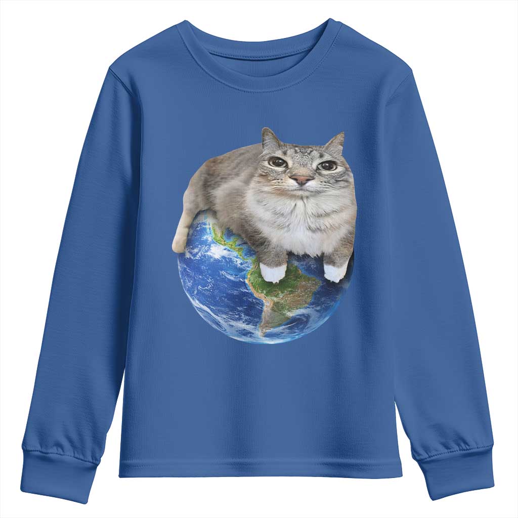 Earth Cat Silly Cat Meme Youth Sweatshirt