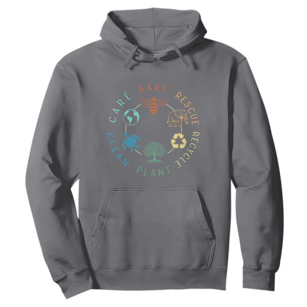 Earth Day Environment Hoodie Save Bees Rescue Animals Recycle Plastic