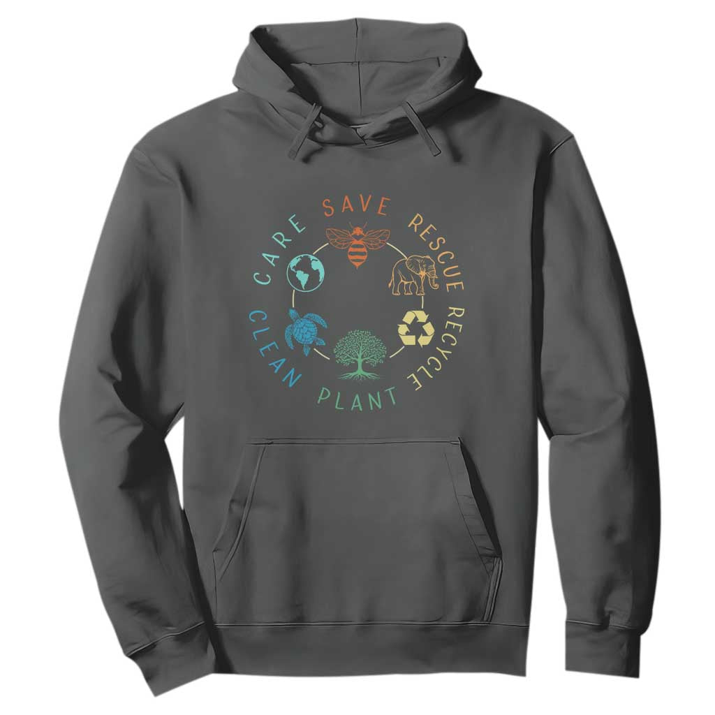 Earth Day Environment Hoodie Save Bees Rescue Animals Recycle Plastic