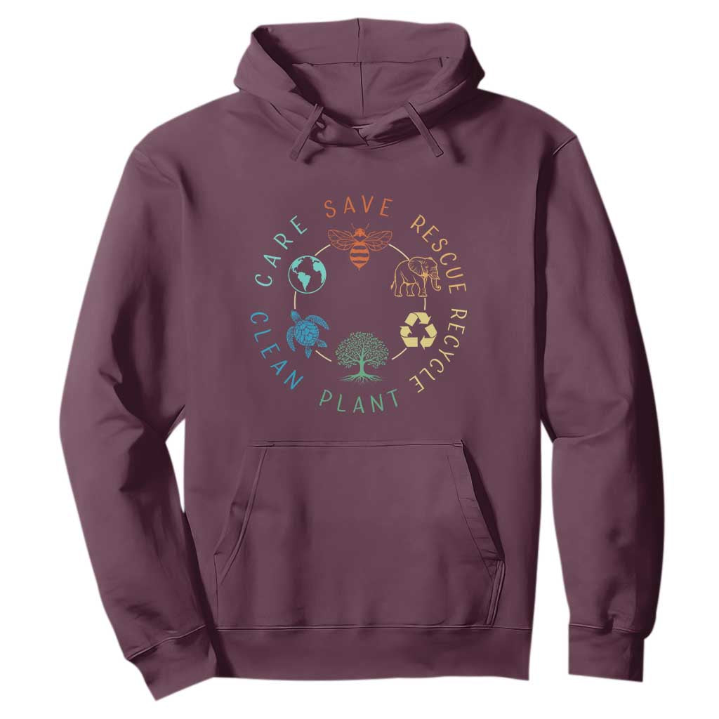 Earth Day Environment Hoodie Save Bees Rescue Animals Recycle Plastic