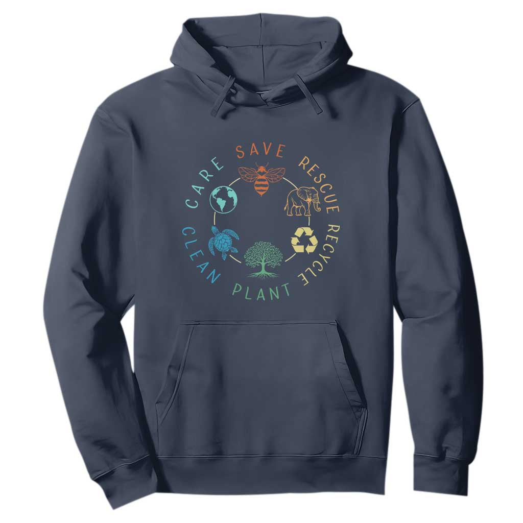 Earth Day Environment Hoodie Save Bees Rescue Animals Recycle Plastic