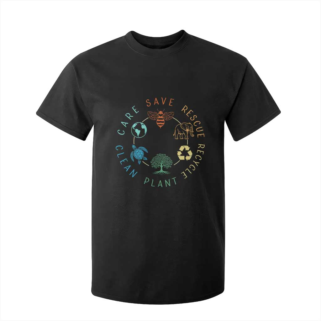 Earth Day Environment T Shirt For Kid Save Bees Rescue Animals Recycle Plastic