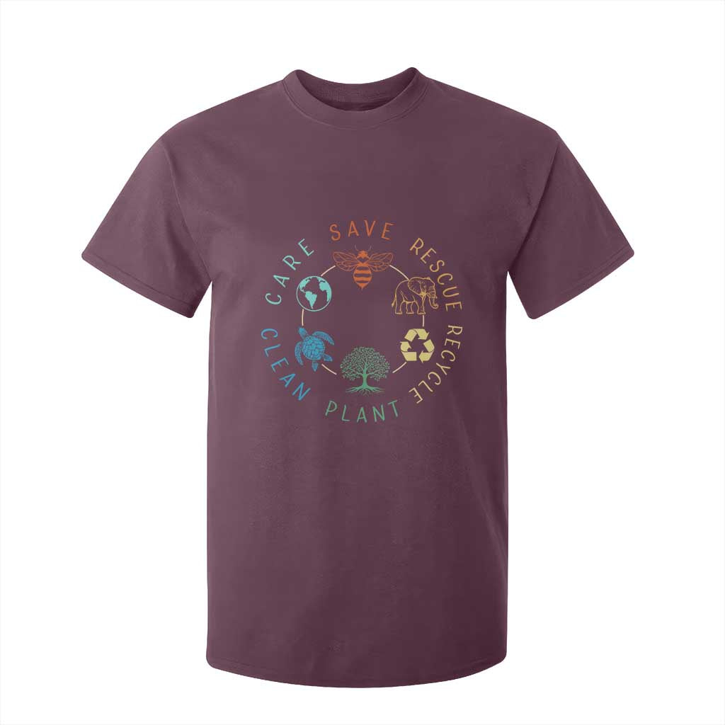 Earth Day Environment T Shirt For Kid Save Bees Rescue Animals Recycle Plastic