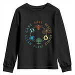 Earth Day Environment Youth Sweatshirt Save Bees Rescue Animals Recycle Plastic