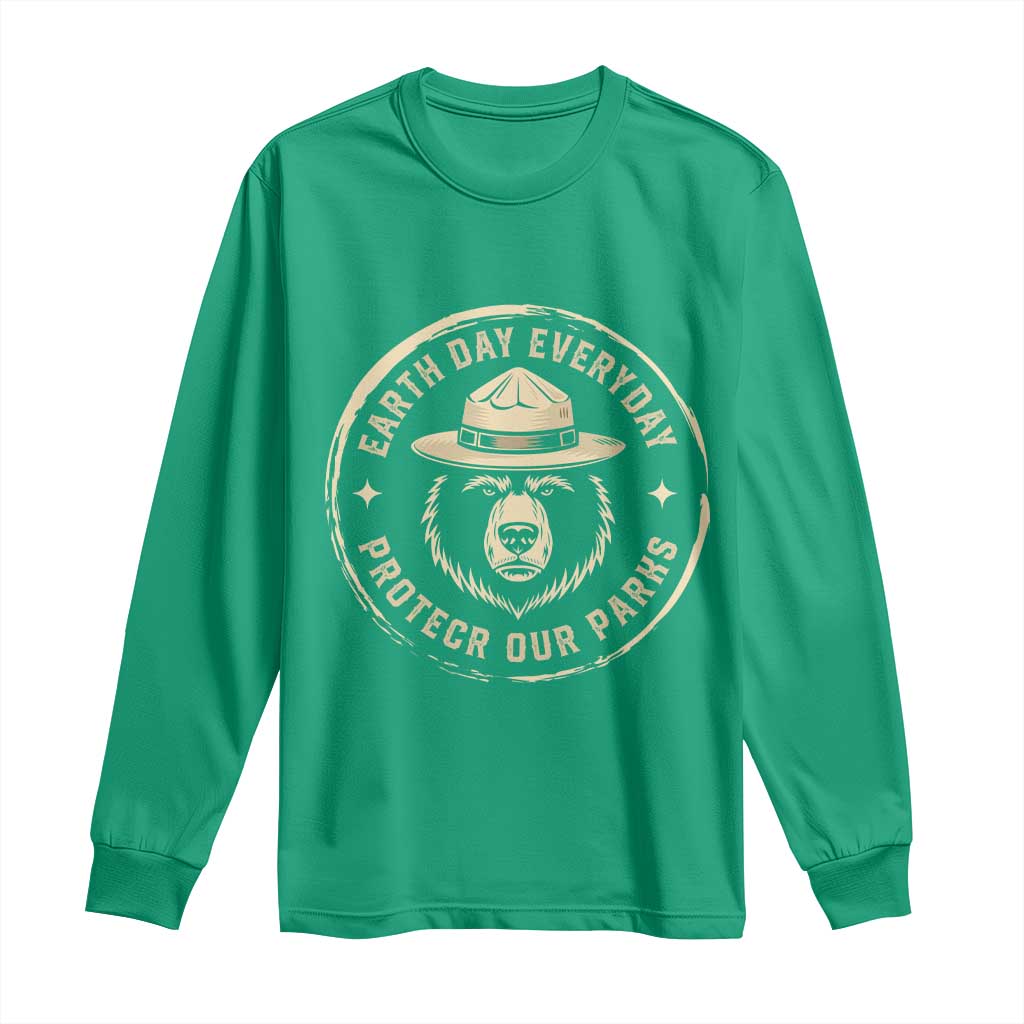 Earth Day Protect Our Parks Long Sleeve Shirt Vintage Retro Bear
