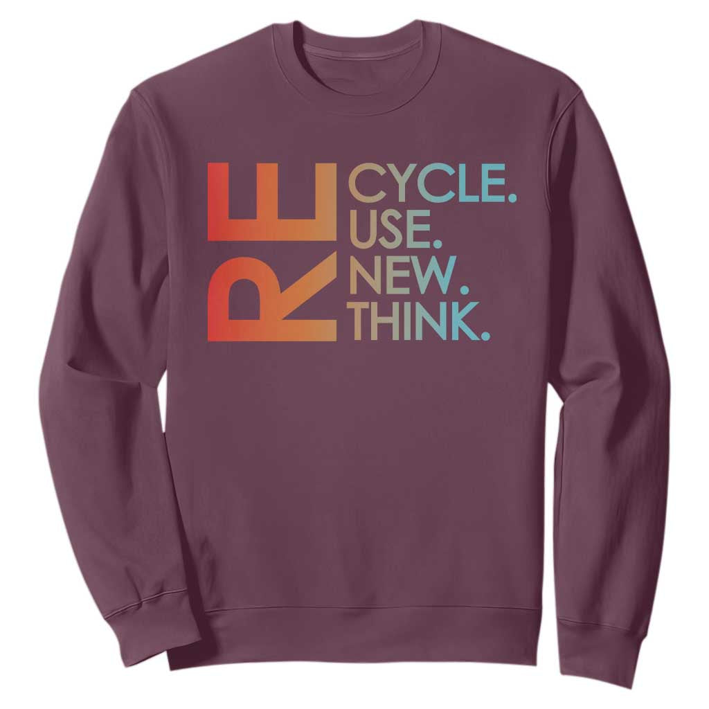 Environmental Activism Sweatshirt Recycle Reuse Renew Rethink Earth Day