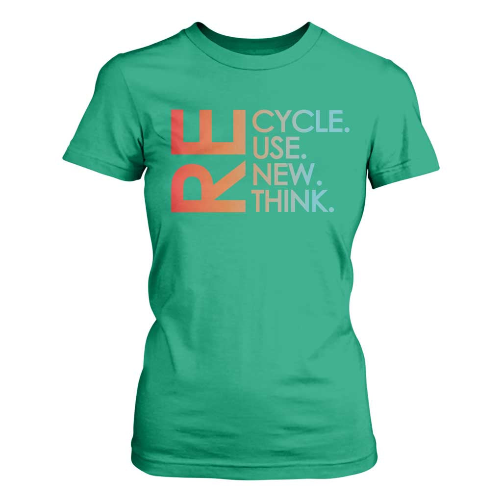 Environmental Activism T Shirt For Women Recycle Reuse Renew Rethink Earth Day