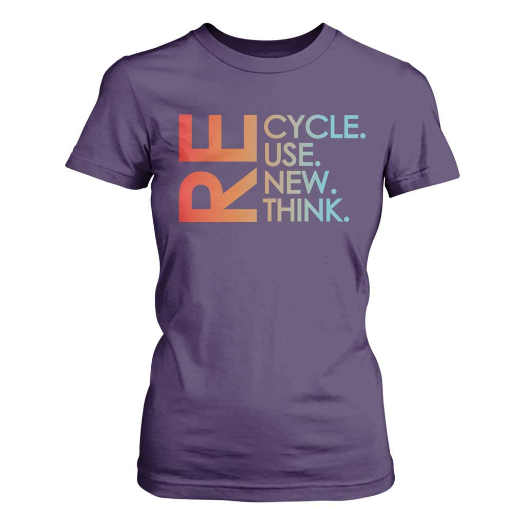 Environmental Activism T Shirt For Women Recycle Reuse Renew Rethink Earth Day
