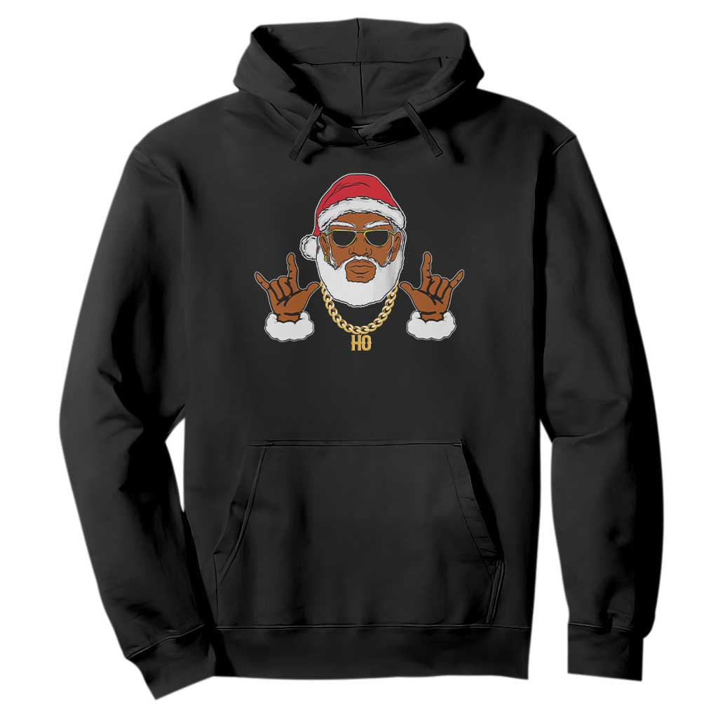 Funny Christmas Santa Hoodie Black Hip Hop Santa African American Santa Rapper Fan
