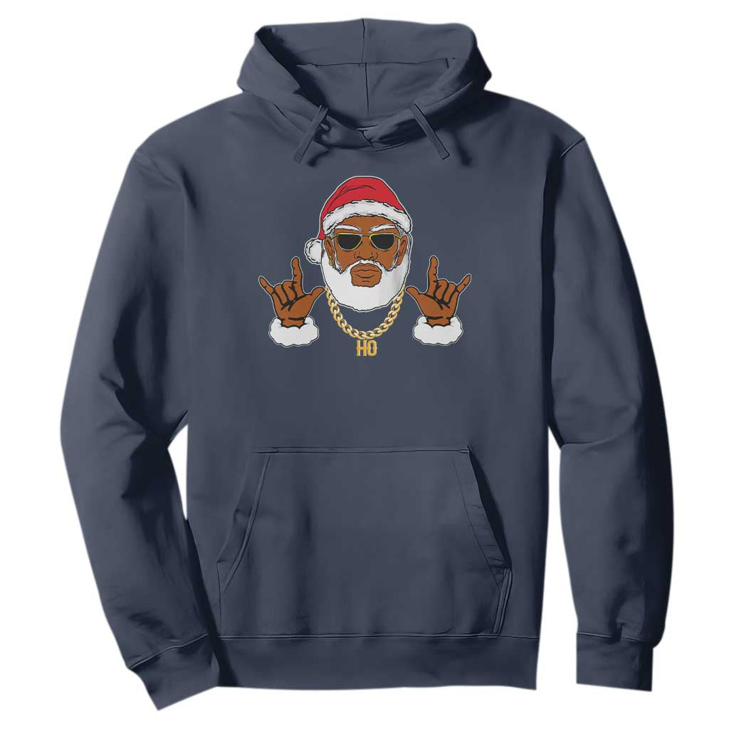 Funny Christmas Santa Hoodie Black Hip Hop Santa African American Santa Rapper Fan