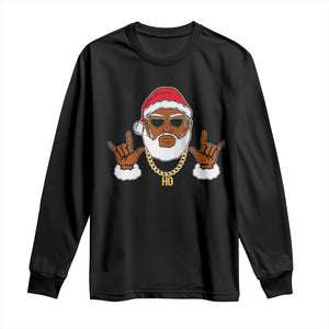 Funny Christmas Santa Long Sleeve Shirt Black Hip Hop Santa African American Santa Rapper Fan
