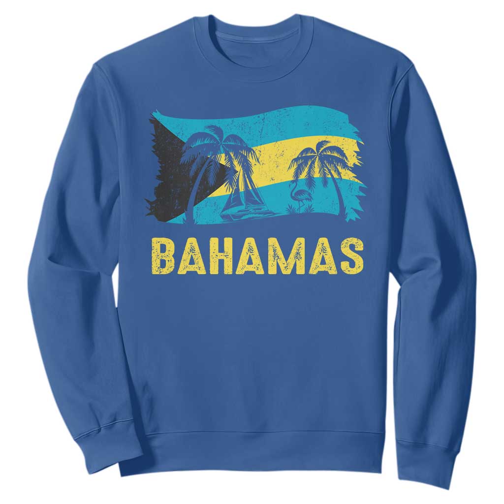 Bahamas Flag Sweatshirt Tropical Island Palm Trees Bahamian Gifts - African Pride