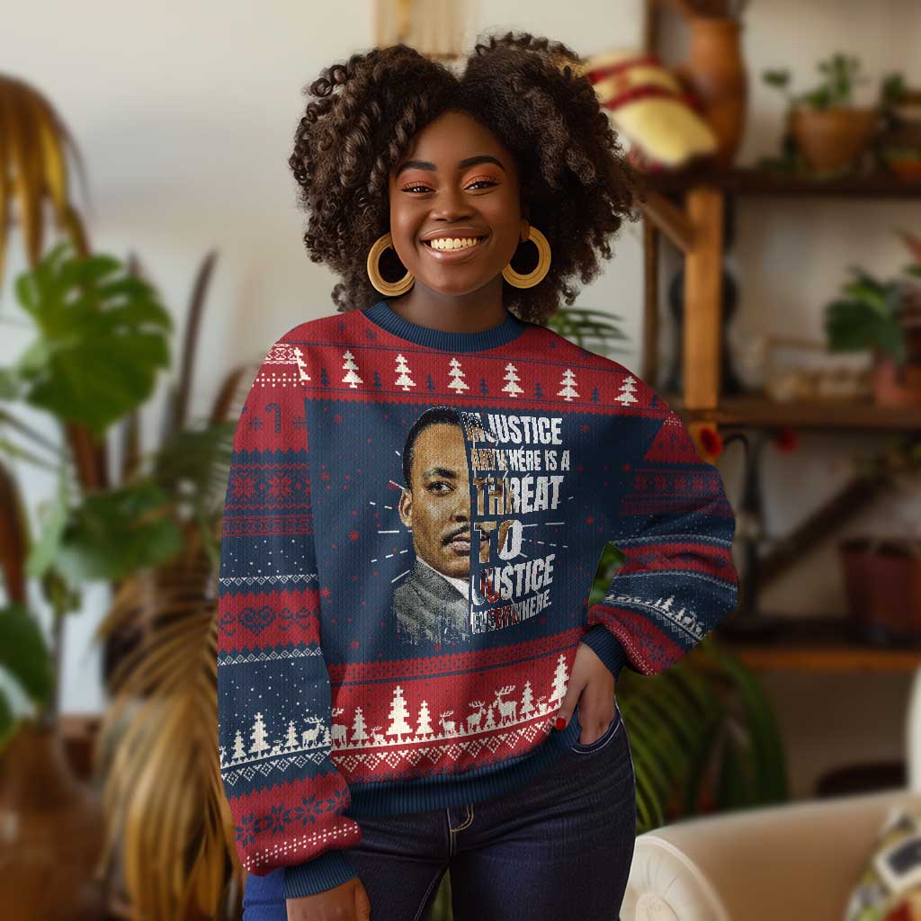 Martin Luther King Jr. Knit Sweatshirt Civil Rights Injustice Anywhere Is a Threat To Justice Everywhere - African Pride